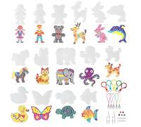 Xmart 15 piezas Hama Beads Plantilla Placas Transparentes para Hama Beads Plantillas de Cuentas para Planchar 5mm con Llavero Cordón y Tarjeta de Colores para Artesanía DIY Manualidades