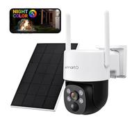 xmartO Cámara de seguridad PTZ inalámbrica para el hogar sin cables de color nocturno QHD para exteriores (energía solar eterna, detección de movimiento térmico, focos y sirena, compatible con WiFi