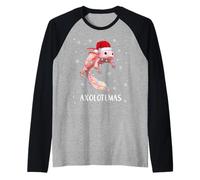 Xmas Axolotlmas Fish Christmas Lights White-Axolotl Lizard Camiseta Manga Raglan