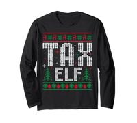 Xmas CPA Tax Elf Accountant Design Ugly Christmas Manga Larga