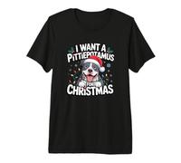 Xmas I Want A Pittiepotamus for Christmas Pitbull Dog Camiseta Premium