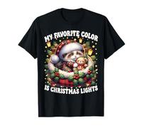 Xmas Kitten For Mom My Favorite Color Is Christmas Lights Camiseta