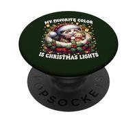 Xmas Kitten For Mom My Favorite Color Is Christmas Lights PopSockets PopGrip Adhesivo
