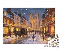 Xmas Street Jigsaw Puzzles 1000 Pieces Recycled Paper Winter Realism Adulto Jigsaws Developing Boy & Girl‘s Intelligence Educational Game for Family 38x26cm/1000pcs