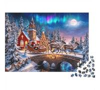 Xmas Village 1000 Pieza Jigsaw Puzzle Recycled Santa Sleigh Senior Puzzles Party Accesorios de Juego Desarrolla Boy & Girl‘s Inteligencia Educativo Fun 38x26cm/1000pcs