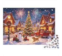 Xmas Village Jigsaw Puzzle 1000 Pieces Recycled Fireworks Show Puzzles para Boy & Girl Parent Child Game Props Developing Boy & Girl‘s Intelligence Educativo 70x50cm/1000pcs