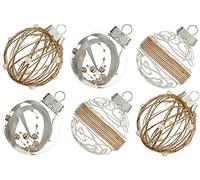 XmasExp Juego de Adornos de Bola de Navidad, 2.76 Pulgadas, Color Beige, Grande, inastillable, Transparente, con Purpurina, Adornos Decorativos para árbol de Navidad, Adornos Colgantes delicados para