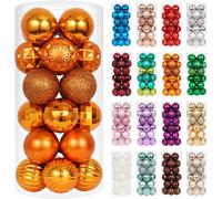 XmasExp Juego de adornos de bolas de Navidad de 24 quilates, color amarillo, inastillable, decoraciones colgantes para αrbol de Navidad, perfecto