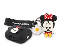 XMBYGY Airpods Pro 2nd Generation Case Cover con muñeca y Llavero, Lindo diseño de Piel Funda de Carga de Silicona Funda Protectora Accesorios compatibles con Airpods Pro 2 Case 2022 (Minnie)