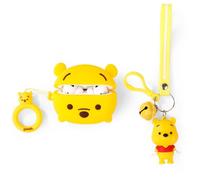 XMBYGY Bonita funda para AirPods Pro de 2ª/1ª generación (2023/2022/2019) con muñeca y llavero con cordón antipérdida, funda de silicona protectora a prueba de golpes con piel de dibujos animados para