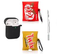 XMBYGY - Funda para AirPods de 2ª/1ª generación con kit de limpieza, diseño de piel de caricatura, funda protectora de silicona con llavero para auriculares AirPods 1/2 (B+T+K)