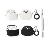XMBYGY - Funda para audífonos inalámbricos de 2ª y 1ª generación con kit de bolígrafo de limpieza, funda de carga de silicona a prueba de golpes para AirPods XMBYGY 1/2 (GTBK+WT)