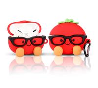 XMBYGY - Funda para auriculares AirPods Pro de 2ª/1ª generación (2023/2022/2019), funda protectora de silicona con dibujos animados a prueba de golpes con llavero para AirPods Pro/Pro 2 (tomate)