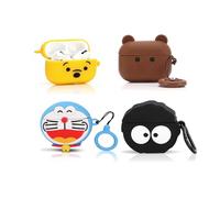 XMBYGY - Funda protectora para AirPods Pro de 2ª/1ª generación (2022/2019), con mosquetón, de silicona, diseño bonito, para chicos y chicas (B+W+F+A) (paquete de 4)