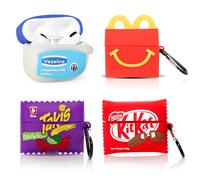 XMBYGY - Juego de 4 fundas para AirPods Pro de 2ª/1ª generación (2022/2019) con mosquetón, diseño de piel de caricatura, funda protectora de silicona para niños y niñas (TAK+Vasl+Kitakt+M)