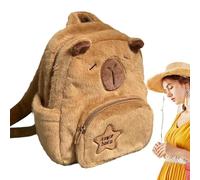 Xmccvt Capybara Mochila para Niñas - de peluche con relleno de capibara - Linda mochila escolar ligera - Para uso diario al aire libre, compras, escuela, invierno, Navidad para niñas y niñas