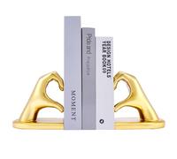 Xmeden Sujetalibros Moderno con diseño de corazón para estantes, sujetalibros Antideslizante, tapón de Resina Resistente para Libros, Soporte Decorativo de 10.43 x 3.93 x 5.51 Pulgadas, Dorado