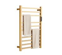 XMGJ Calentador De Toallas Eléctrico, Toallero De Acero Inoxidable para Baño, 10 Barras, Calentador De Toallas Montado En La Pared con Temporizador De Pantalla Táctil Inteligente, Cableado