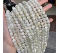 XMGKMN Cuentas redondas de luz de luna blanca natural, cuentas sueltas de piedra lunar, pulsera de cuentas de cristal natural, accesorios de joyería, 1 pieza semiacabada (color: Bai Yueguang AB