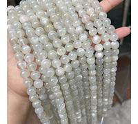 XMGKMN Cuentas redondas de luz de luna blanca natural, cuentas sueltas de piedra lunar, pulsera de cuentas de cristal natural, accesorios de joyería, 1 pieza semiacabada (color: Bai Yueguang A, tamaño
