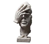 XMGoodday Estatuas de resina El silencio es dorado - Hecho a mano silenciosa escultura abstracta de hombres de oficina decoración del hogar figura regalo (arenisca)-A