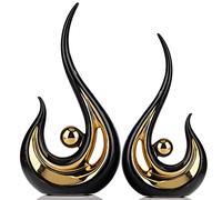 XMGZQ Negro Oro Estatua de Cerámica,Modernos Escultura de Arte Abstracta,Objetos Decoraciones,Centros Decorativos de Mesa,Figura Decorativa,Juego de 2,Deco para Oficina,Mesa