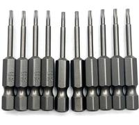 XMHF Juego de 10 piezas de 50 mm de largo, vástago hexagonal T7, cabeza Torx magnética, juego de puntas de destornillador de seguridad a prueba de manipulaciones, estrella de 6 puntos, herramientas