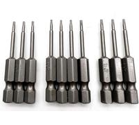 XMHF Juego de 10 puntas de destornillador magnético de cabeza Torx T6 de 50 mm de largo, vástago hexagonal de 1/4 de pulgada de largo, juego de destornilladores de seguridad a prueba de manipulaciones