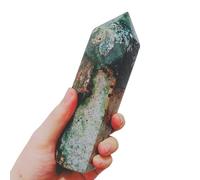 XMHOME Varita de cristal de jaspe oceánico con punta de torre de 1 a 1.5 libras, varita de cristal hexagonal natural, 1 pieza para terapia Reiki y meditación de chakras