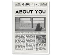 XMJJQQ Lienzo decorativo vintage de 1975 con texto en inglés «Healy Music Being Funny in a Foreign Language» para habitación, estética, con letra de canción en blanco y negro sobre ti, decoración de