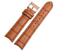 XMKT Banda de reloj de cuero genuina para la pulsera Ciudadana Seiko Curva Curve Fin de cuero negro Corias de color marrón azul(Light brown RG)