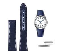 XMKT Correa de cuero de nailon de alta densidad para Omega New Seamaster 300 Super Master AT150, correa de tela de cuero AQUA TERRA para hombre, 19mm, 20mm(Blue White no clasp,20mm)