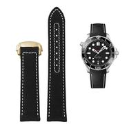 XMKT Correa de cuero de nailon de alta densidad para Omega New Seamaster 300 Super Master AT150, correa de tela de cuero AQUA TERRA para hombre, 19mm, 20mm(Black White gold,20mm)