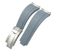 XMKT Correa de reloj con hebilla corta de goma de 20mm, apta para Rolex Daytona Submariner Role OYSTERFLEX Yacht Master, correa de silicona para muñeca pequeña(Gray,Gold Buckle Link)