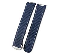 XMKT Correa de reloj de 20mm para Omega Seamaster AQUA TERRA AT150, correa de reloj ultraligera de goma de silicona 8900 con hebilla de despliegue Premium(Blue white Round,21mm)