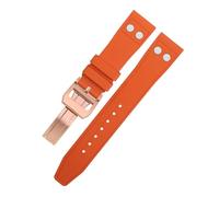 XMKT Correa de reloj de caucho FKM natural fluororubber de 20MM y 22MM con remache para correa IWC, pulsera suave de gran piloto Mark Portugieser(Orange4,21MM)