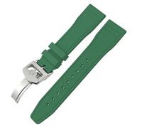 XMKT Correa de reloj de caucho Natural FKM, 20mm, 21mm, 22mm para relojes de piloto grandes IWC IW3881 IW3777, correa de goma fluorada suave colorida verde y amarilla(Green Earth,20mm)