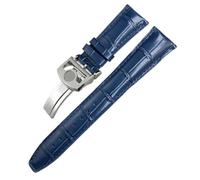 XMKT Correa de reloj de cuero Cuero de vaca Real para relojes de piloto de la familia IWC Portugieser Porotfino, correa de reloj de 20mm, 21mm y 22mm, hebilla plegable(Blue Round buckle,20mm)