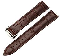 XMKT Correa de reloj de cuero genuina para Omega Watch Seamaster pulsera de 19 mm 20 mm 22 mm desplegador Explotación de banda de vigilancia marrón negro(Brown silver,22mm)