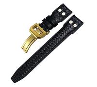XMKT Correa de reloj de cuero genuino tejida con remaches de 20mm 21mm 22mm para IWC Big Pilot Portugieser Pilot IW3777 correa de reloj de cuero de vaca(Black Gold Square,20mm)