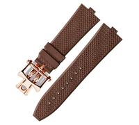 XMKT Correa de reloj de goma con flúor FKM para personas mayores, correa de reloj para vacheron Constantin 4500V 5500V 7900, correa de reloj vc con boca convexa de 7mm(Brown rose fold)