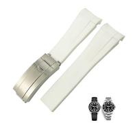 XMKT Correa de reloj de goma de silicona con extremo curvado, 18mm, 19mm, 20mm, 22mm, correa de reloj para Rolex Daytona Submariner GMT de 21mm, herramientas para hombres(White,20mm)