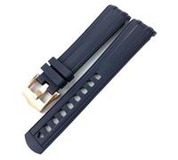 XMKT Correa de reloj de goma de silicona fluorada, 19mm, 20mm, 21mm, apta para Omega Seamaster 300, herramientas de correa de reloj impermeables(Blue rose,20mm)