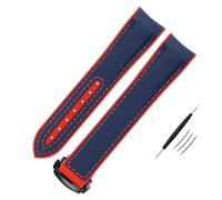 XMKT Correa de reloj de goma y nailon de alta densidad para Omega X Swatch Joint MoonSwatch Constellation, correa de reloj resistente al agua de 20mm, banda con extremo curvado(Blue-red BK,20mm)