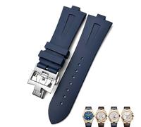 XMKT Correa de reloj de silicona de goma de 25mm * 8mm apta para correa de reloj Vacheron Constantin en el extranjero Correa impermeable negra y azul(Blue,With Buckle-25mm-8mm)