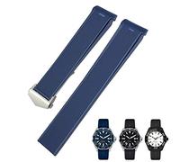 XMKT Correa de reloj de silicona y goma de 20mm y 22mm compatible con Tag Heuer CARRERA AQUARACER 300 WAY201A WAY211C, accesorios para reloj en negro, azul y marrón(Blue Silver Buckle,22mm)