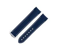 XMKT Correa De reloj De tela De nailon negra De 20mm apta para correa Omega para AT150 Seamaster 300 Planet Ocean De Ville Speedmaster correa De reloj con extremo curvado(Blue 13)
