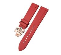 XMKT Correa de reloj FKM de 19mm, 20mm, 21mm y 22mm para Vacheron Constantin, correa de reloj de goma de flúor suave y colorida con cierre de mariposa(Red rose,22mm)