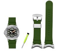 XMKT Correa de reloj modificada para Citizen BJ8050 BJ8050-08E, cabeza de conexión de acero inoxidable, pulsera Little Monster, correa de reloj(Green silver buckle)