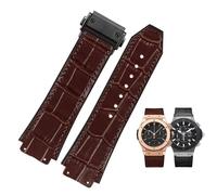 XMKT Nueva correa de reloj negra marrón de goma de cuero de vaca auténtico 26 * 19mm, para Hublot BIG BANG correa de reloj hebilla inoxidable(Brown black)